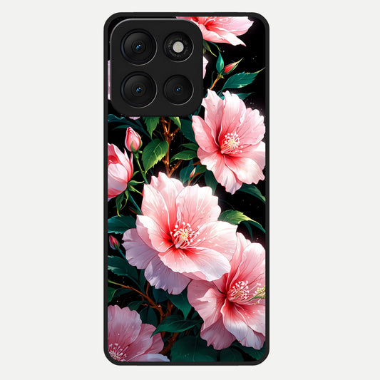  Peach Flower Glass Case For Moto G86 Power back cover – full design glossy printed glass finish