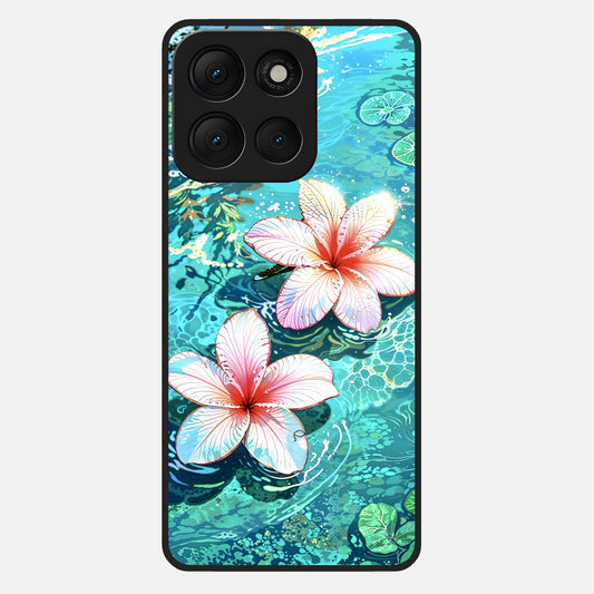  Pink Flowers in Water Glass Case For Moto G86 Power back cover – full design glossy printed glass finish
