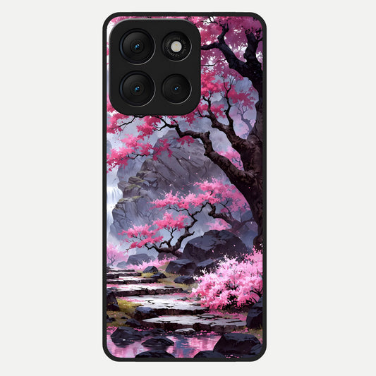  Pink Sunflower Glow Glass Case For Moto G86 Power back cover – full design glossy printed glass finish
