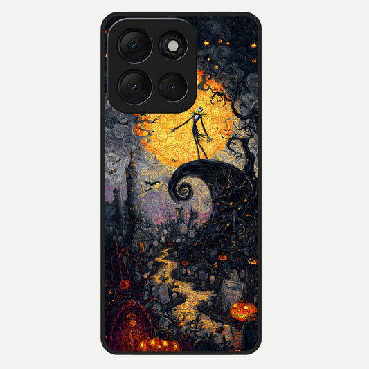  Pumpkin Moonlight Tale Glass Case For Moto G86 Power back cover – full design glossy printed glass finish