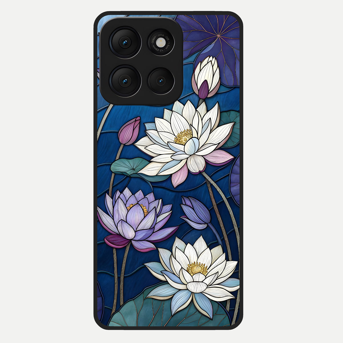  Purple Lotus Stained Glass Case For Moto G86 Power back cover – full design glossy printed glass finish