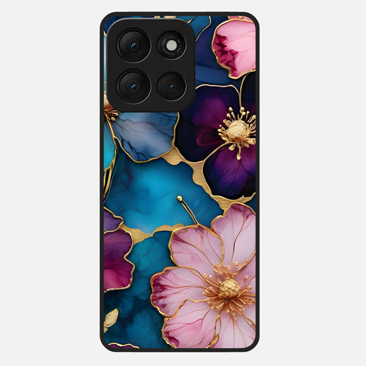  Sparkle Floral Glass Case For Moto G86 Power back cover – full design glossy printed glass finish