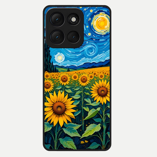  Starry Sunflower Dreams Glass Case For Moto G86 Power back cover – full design glossy printed glass finish