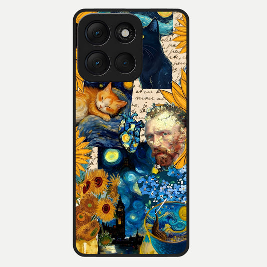  Sunflower Chic Mood Custom Name Glass Case For Moto G86 Power back cover – full design glossy printed glass finish
