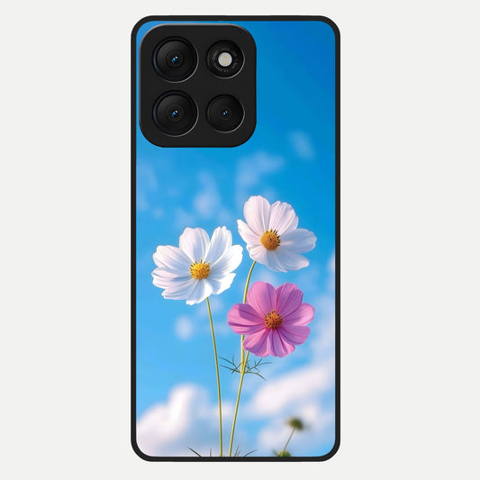  Tripple Flowers With Sky Glass Case For Moto G86 Power back cover – full design glossy printed glass finish
