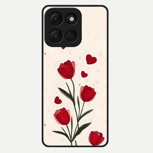  Tulip With Heart Glass Case For Moto G86 Power back cover – full design glossy printed glass finish