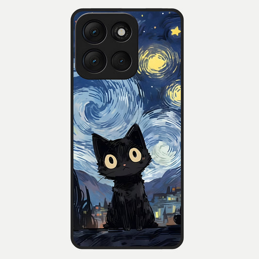  Van Gogh Cat Glass Case For Moto G86 Power back cover – full design glossy printed glass finish