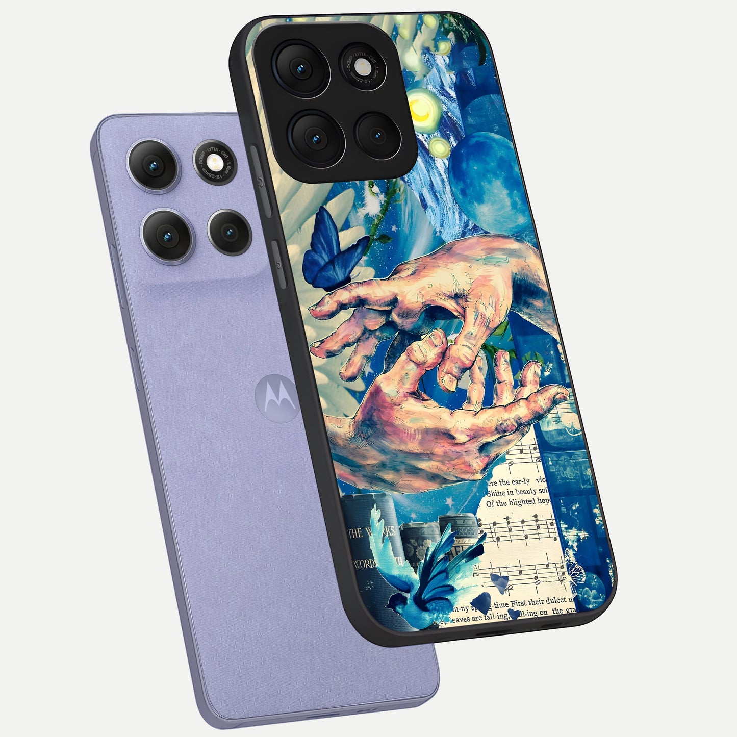  Aesthetic Divider phone case For Moto G86 Power showing premium glass back cover with detailed artwork