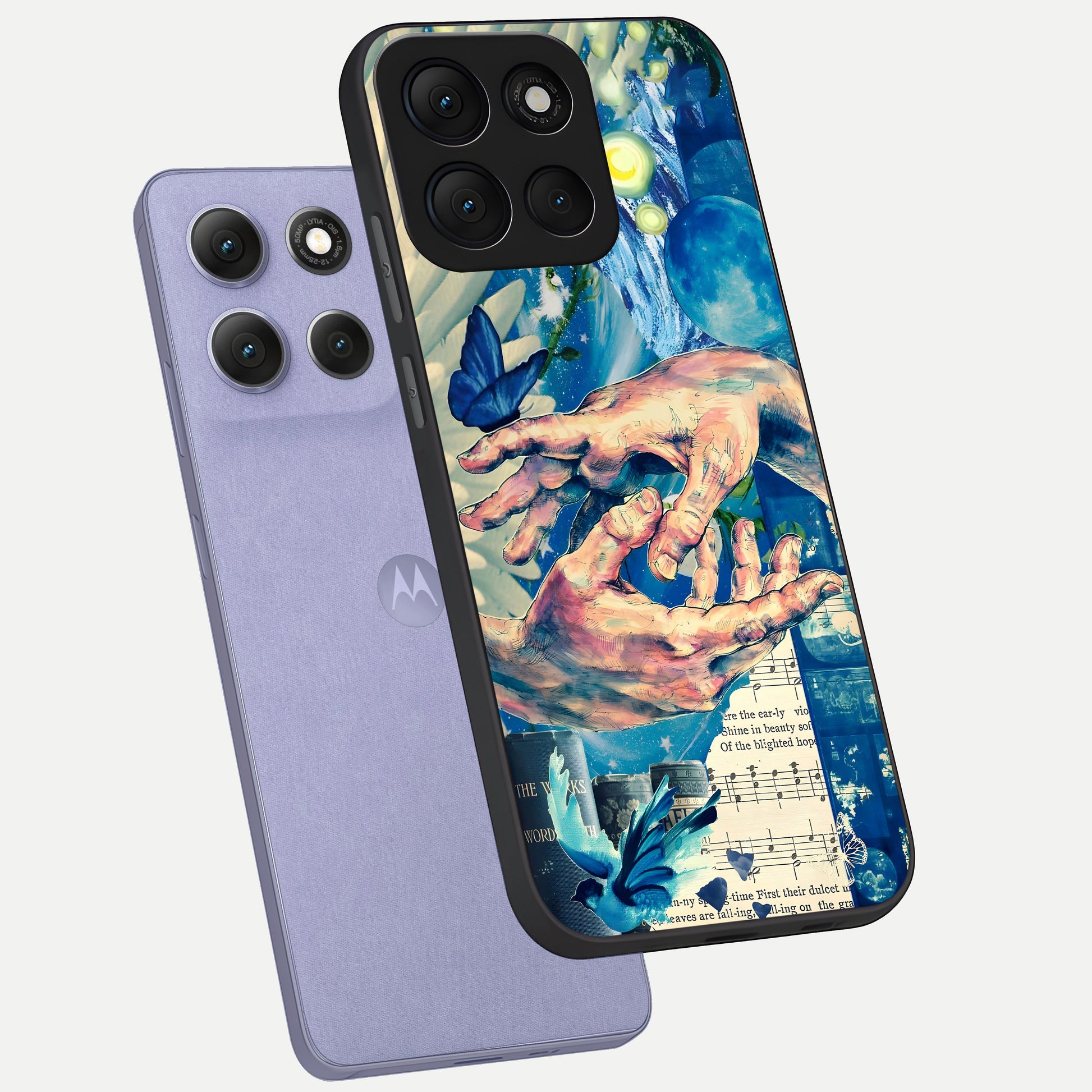  Aesthetic Divider phone case For Moto G86 Power showing premium glass back cover with detailed artwork