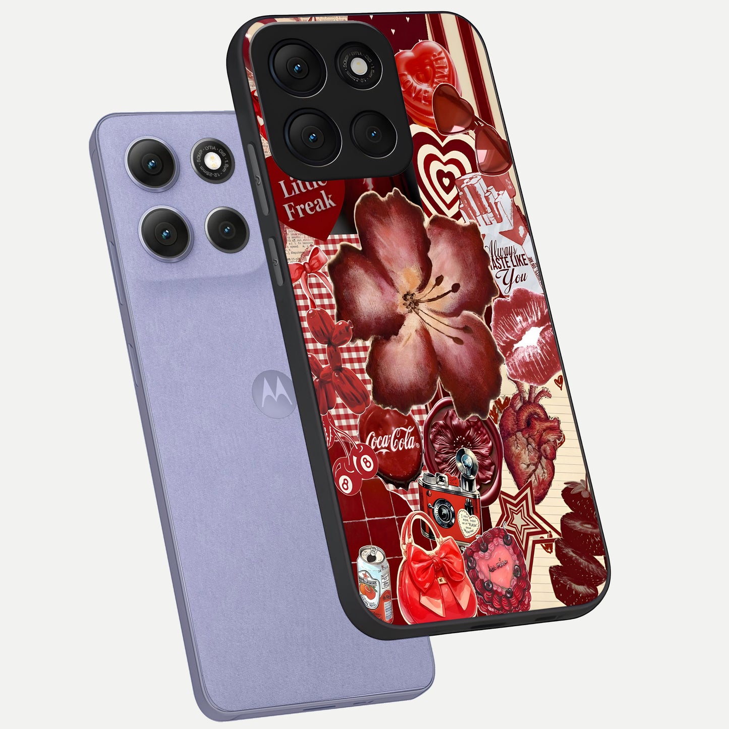  Aesthetic Little Freak phone case For Moto G86 Power showing premium glass back cover with detailed artwork