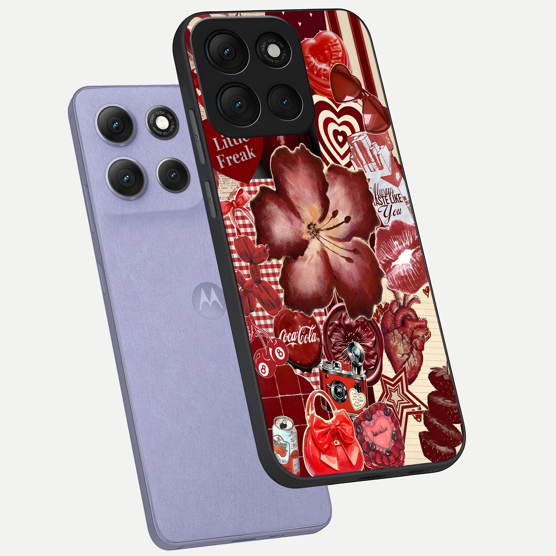  Aesthetic Little Freak phone case For Moto G86 Power showing premium glass back cover with detailed artwork
