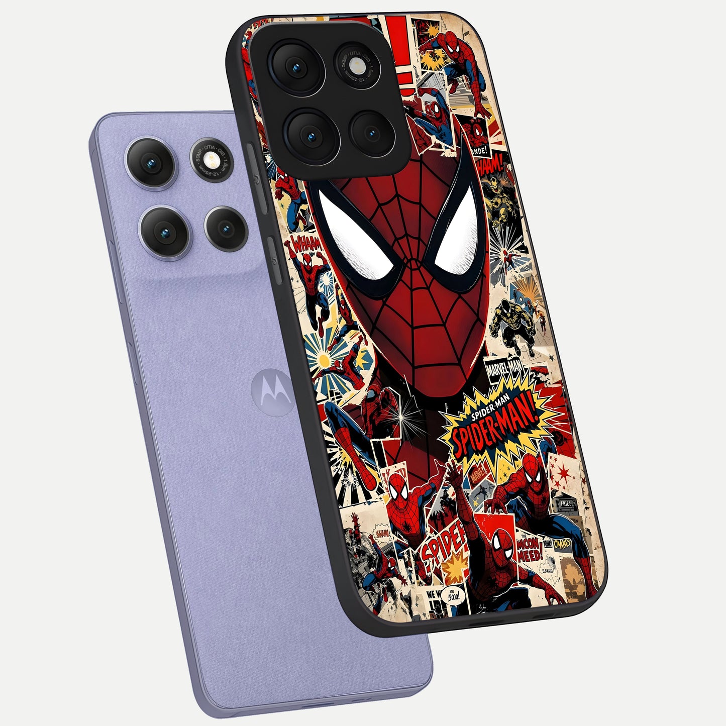  Aesthetic Wonder Spider phone case For Moto G86 Power showing premium glass back cover with detailed artwork