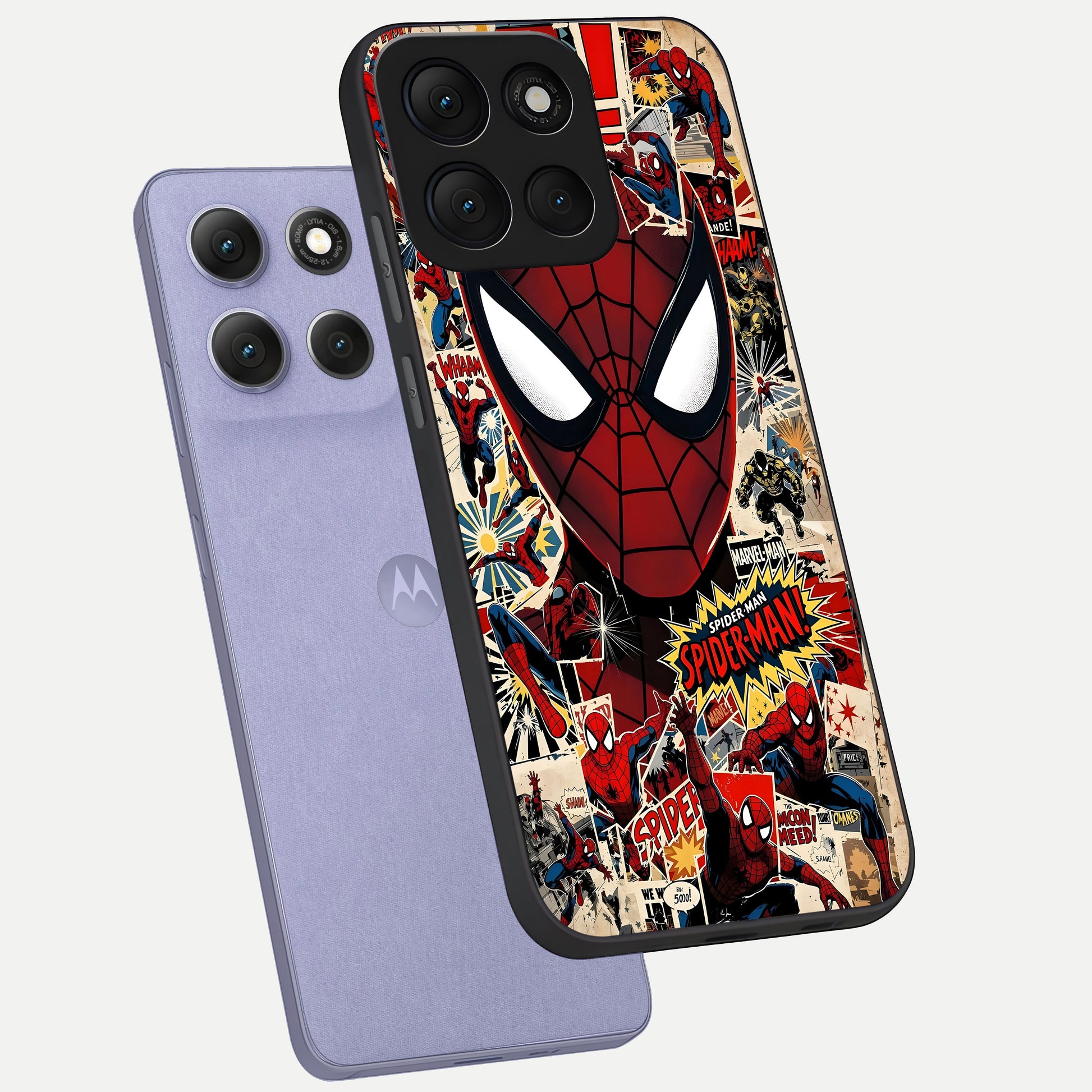  Aesthetic Wonder Spider phone case For Moto G86 Power showing premium glass back cover with detailed artwork