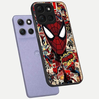  Aesthetic Wonder Spider phone case For Moto G86 Power showing premium glass back cover with detailed artwork