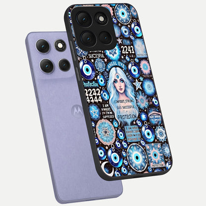  Angel Aura Shield phone case For Moto G86 Power showing premium glass back cover with detailed artwork