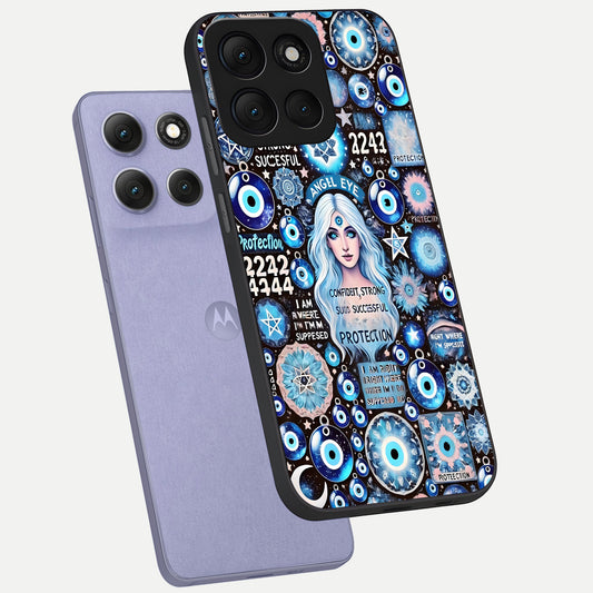  Angel Aura Shield phone case For Moto G86 Power showing premium glass back cover with detailed artwork