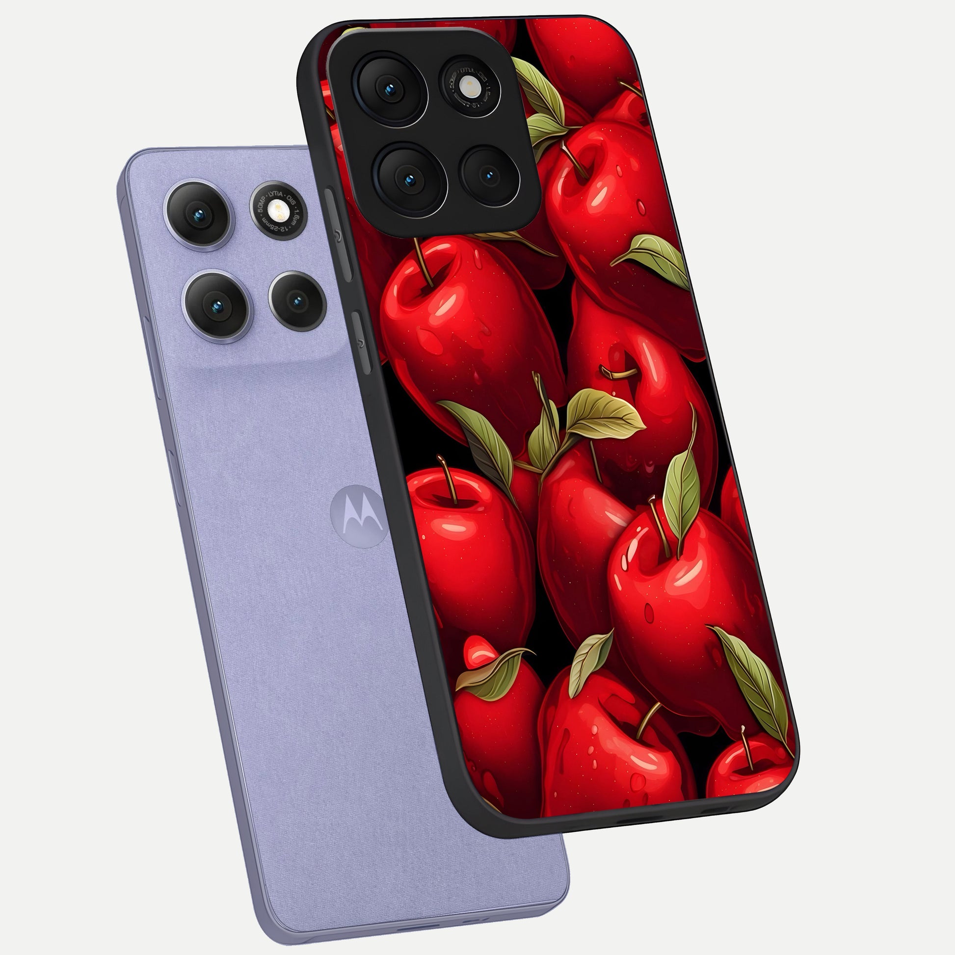 Apple Pattern phone case For Moto G86 Power showing premium glass back cover with detailed artwork