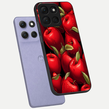  Apple Pattern phone case For Moto G86 Power showing premium glass back cover with detailed artwork