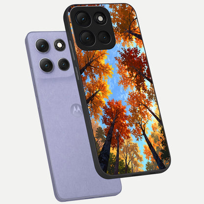  Autumn Sky Rise phone case For Moto G86 Power showing premium glass back cover with detailed artwork