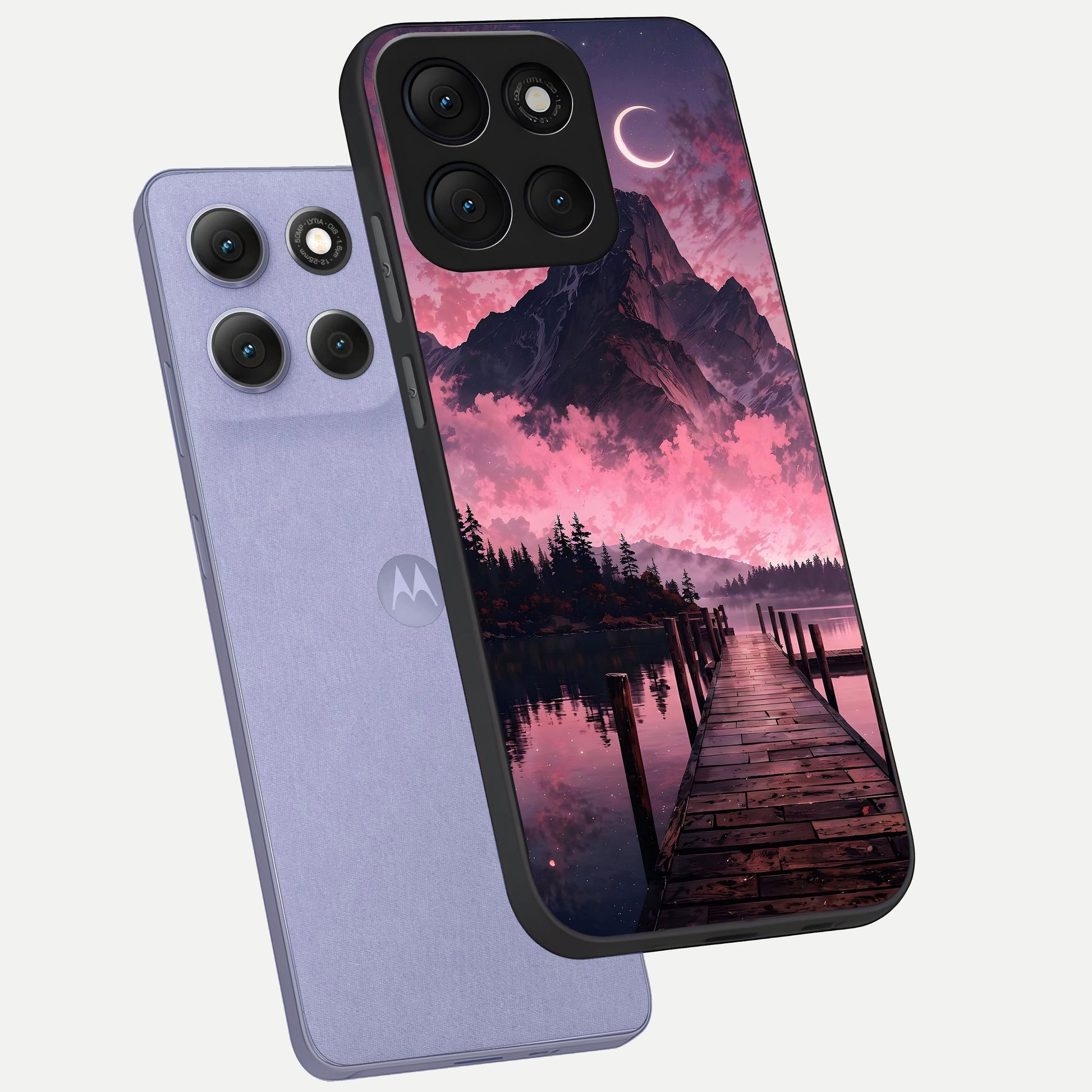  Beautiful Mountain View phone case For Moto G86 Power showing premium glass back cover with detailed artwork