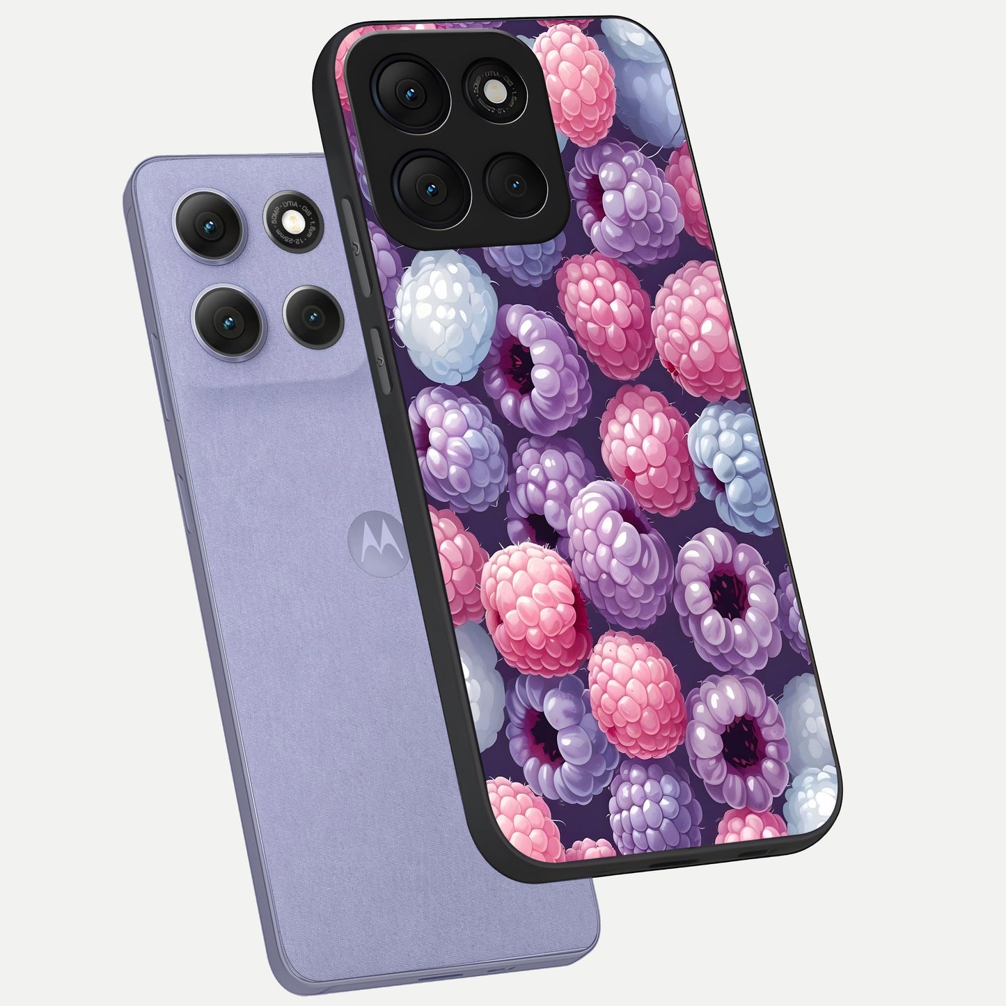  Berry Candy Pop phone case For Moto G86 Power showing premium glass back cover with detailed artwork
