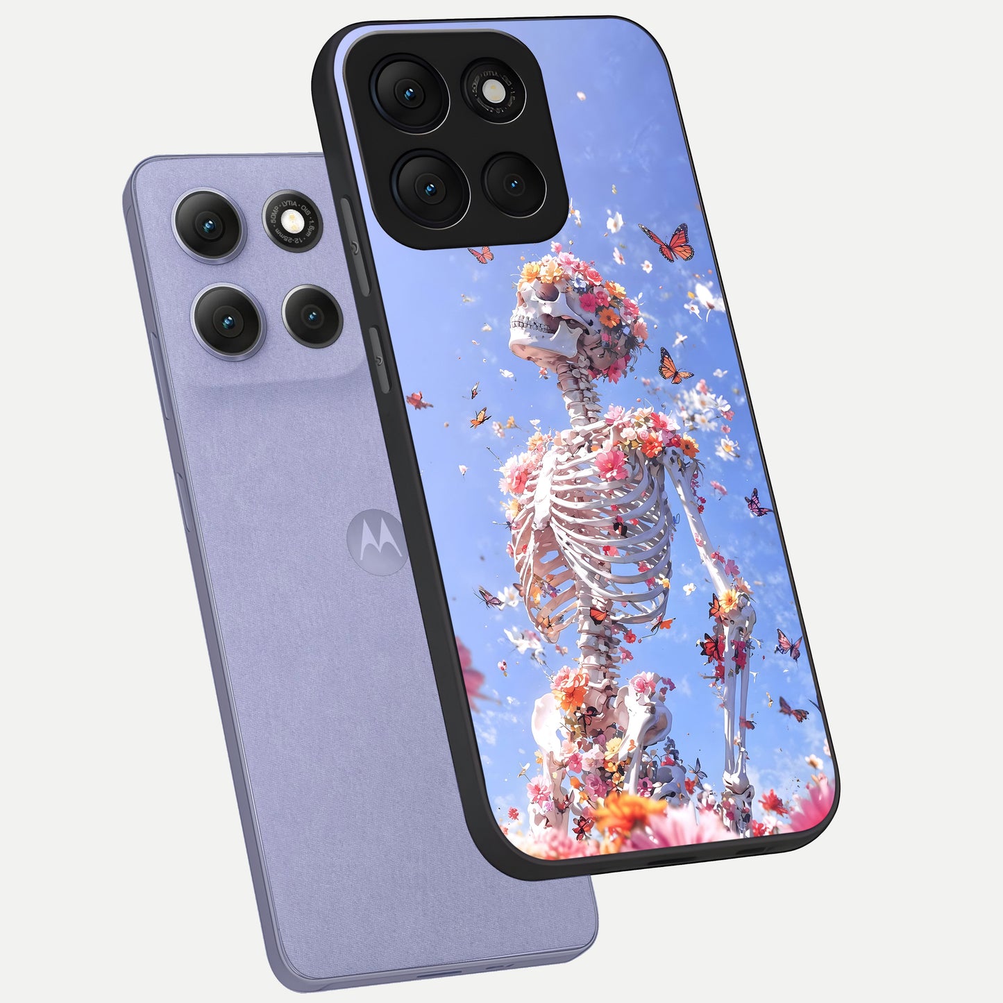  Bloom Beyond Bones phone case For Moto G86 Power showing premium glass back cover with detailed artwork