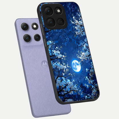  Blossom Moonlight Sky phone case For Moto G86 Power showing premium glass back cover with detailed artwork