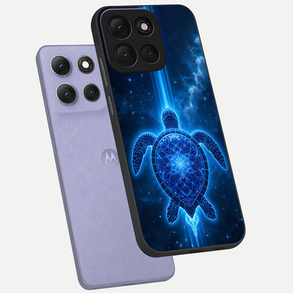  Blue Galaxy Turtle phone case For Moto G86 Power showing premium glass back cover with detailed artwork