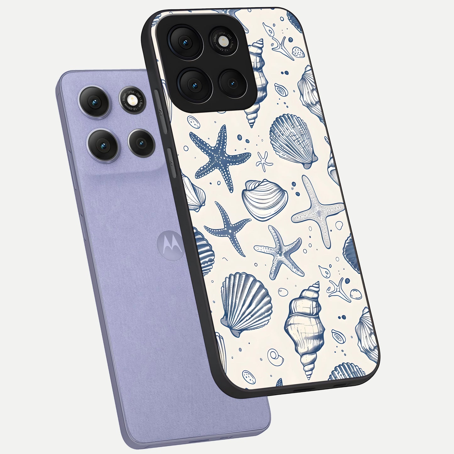  Blue Ocean Outline phone case For Moto G86 Power showing premium glass back cover with detailed artwork