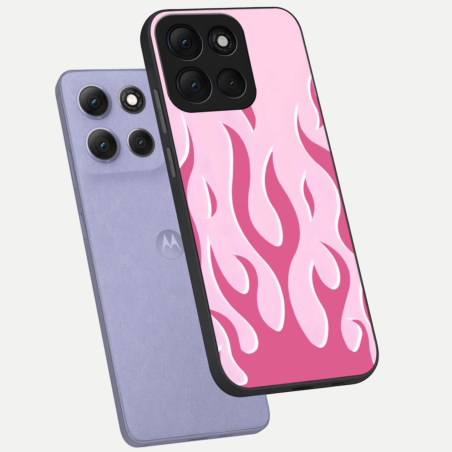  Blush Flame Energy phone case For Moto G86 Power showing premium glass back cover with detailed artwork