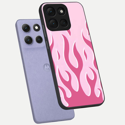  Blush Flame Energy phone case For Moto G86 Power showing premium glass back cover with detailed artwork