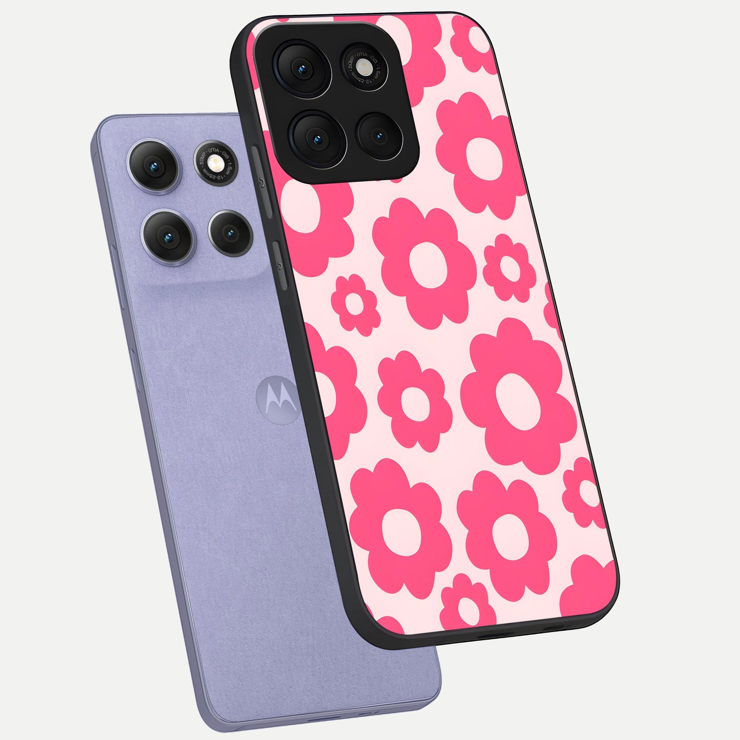  Blush Flower Pop phone case For Moto G86 Power showing premium glass back cover with detailed artwork