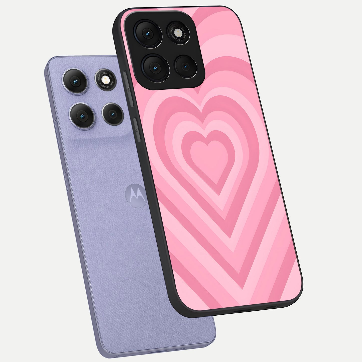  Blush Heart Waves phone case For Moto G86 Power showing premium glass back cover with detailed artwork