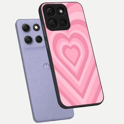  Blush Heart Waves phone case For Moto G86 Power showing premium glass back cover with detailed artwork