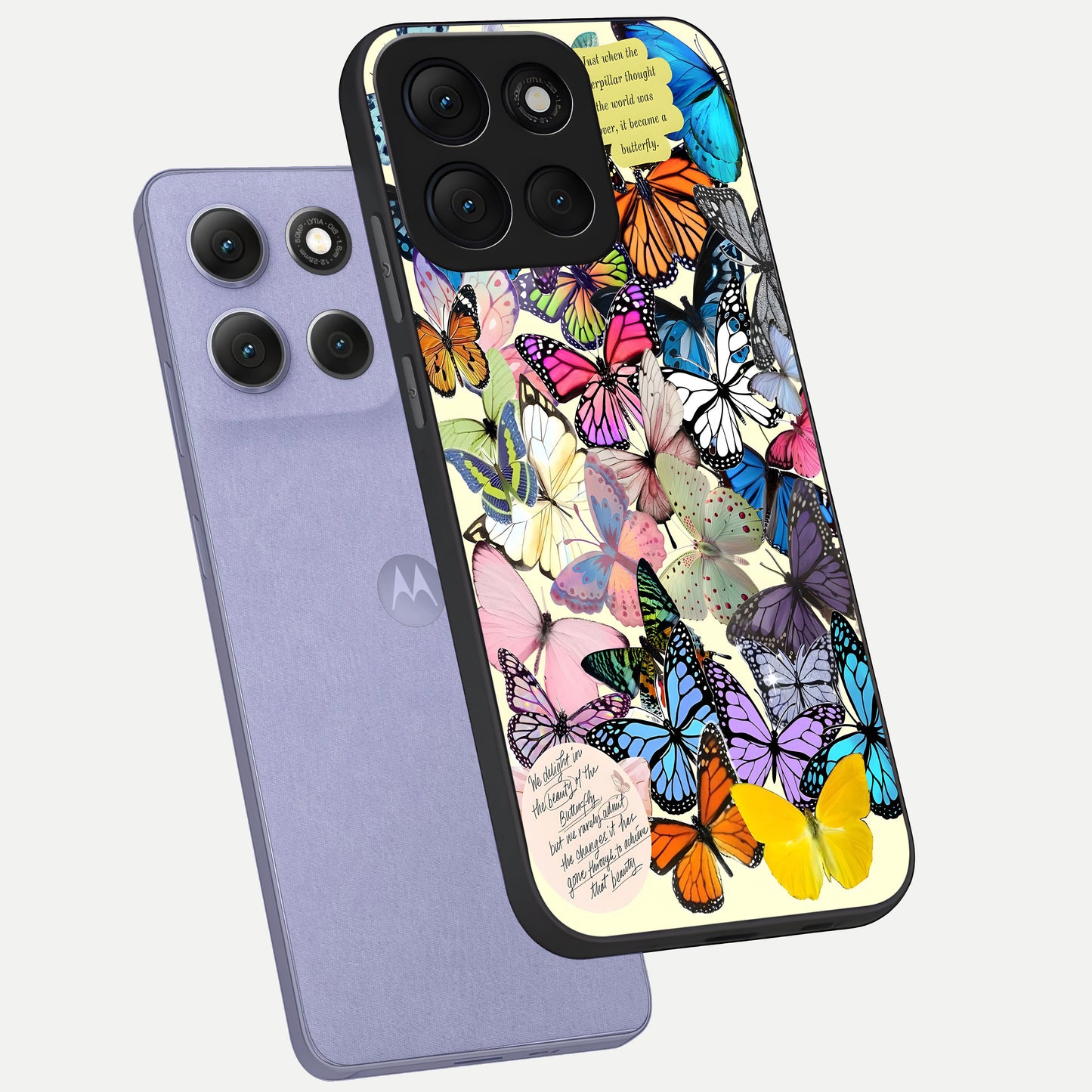  Butterflies Petal Dream phone case For Moto G86 Power showing premium glass back cover with detailed artwork