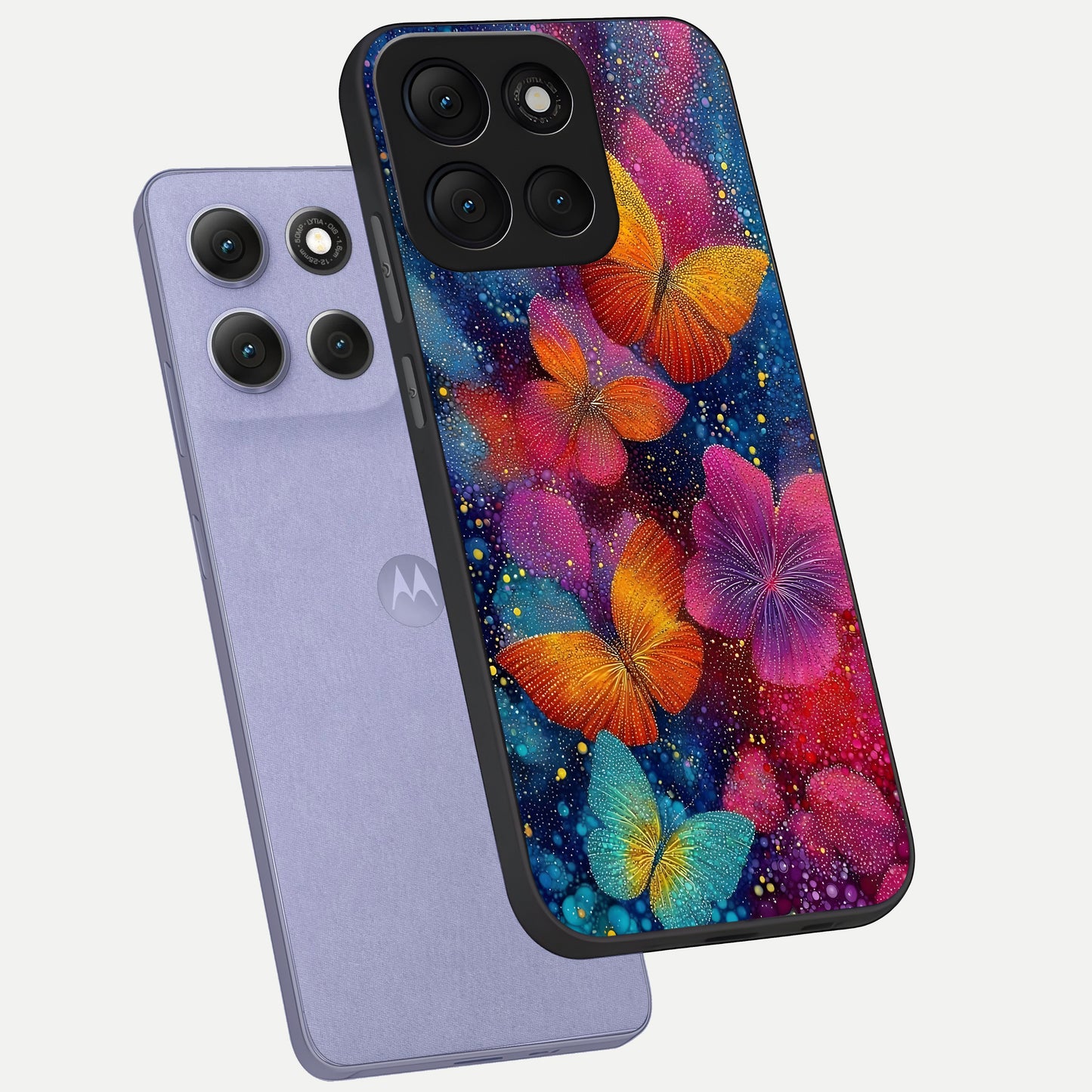  Butterfly Dream Mist phone case For Moto G86 Power showing premium glass back cover with detailed artwork