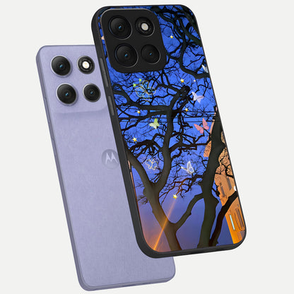  Butterfly Night Magic phone case For Moto G86 Power showing premium glass back cover with detailed artwork