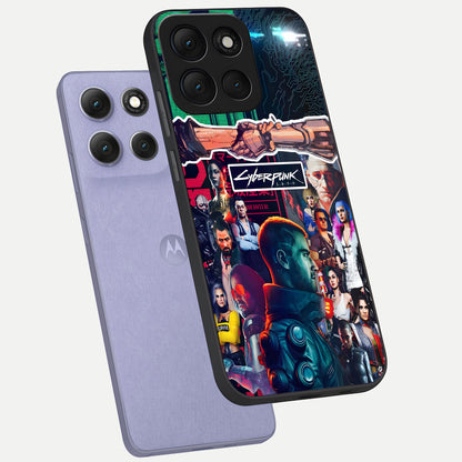  CYBERPUNK Legacy phone case For Moto G86 Power showing premium glass back cover with detailed artwork