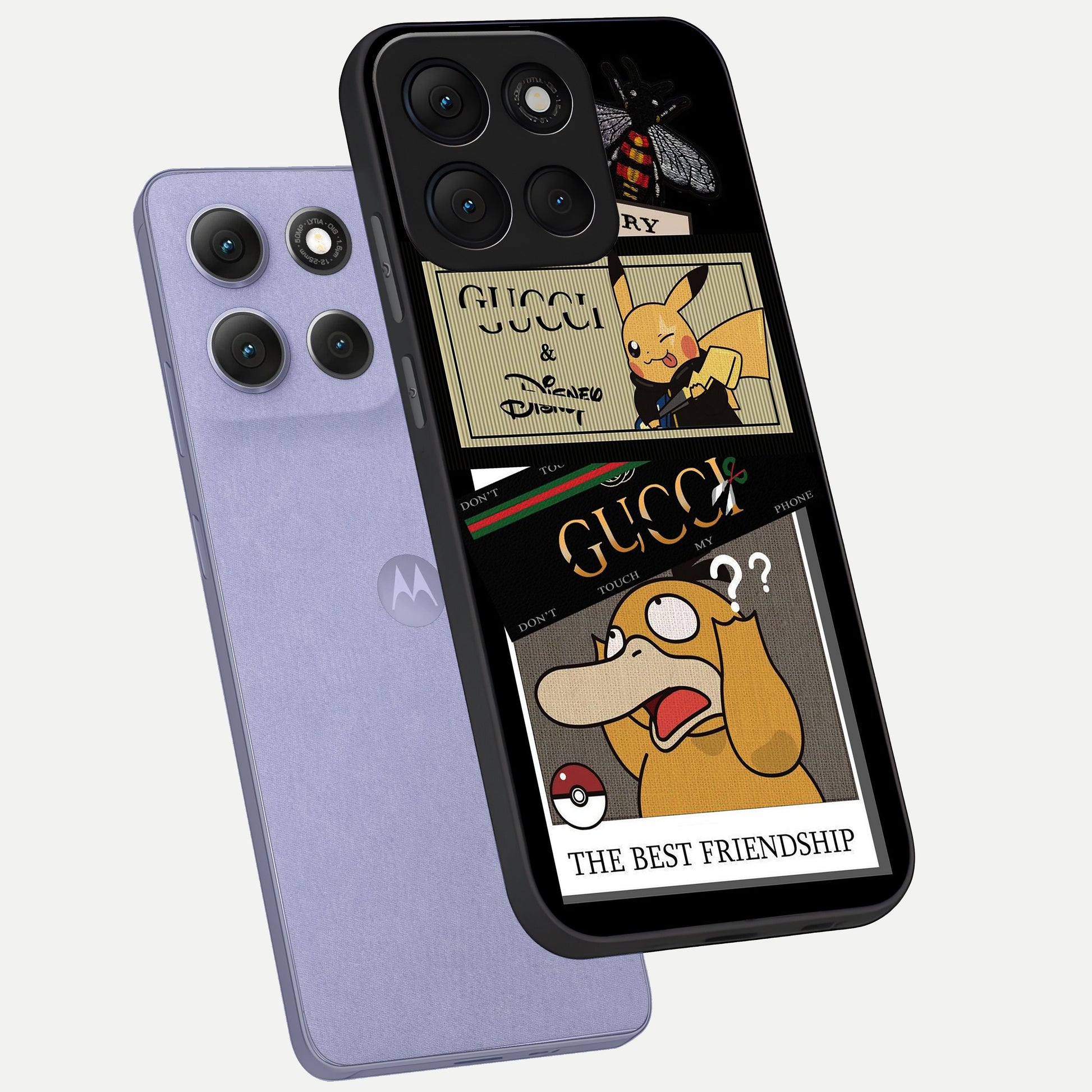  Cartoon Brand Play Mashup phone case For Moto G86 Power showing premium glass back cover with detailed artwork