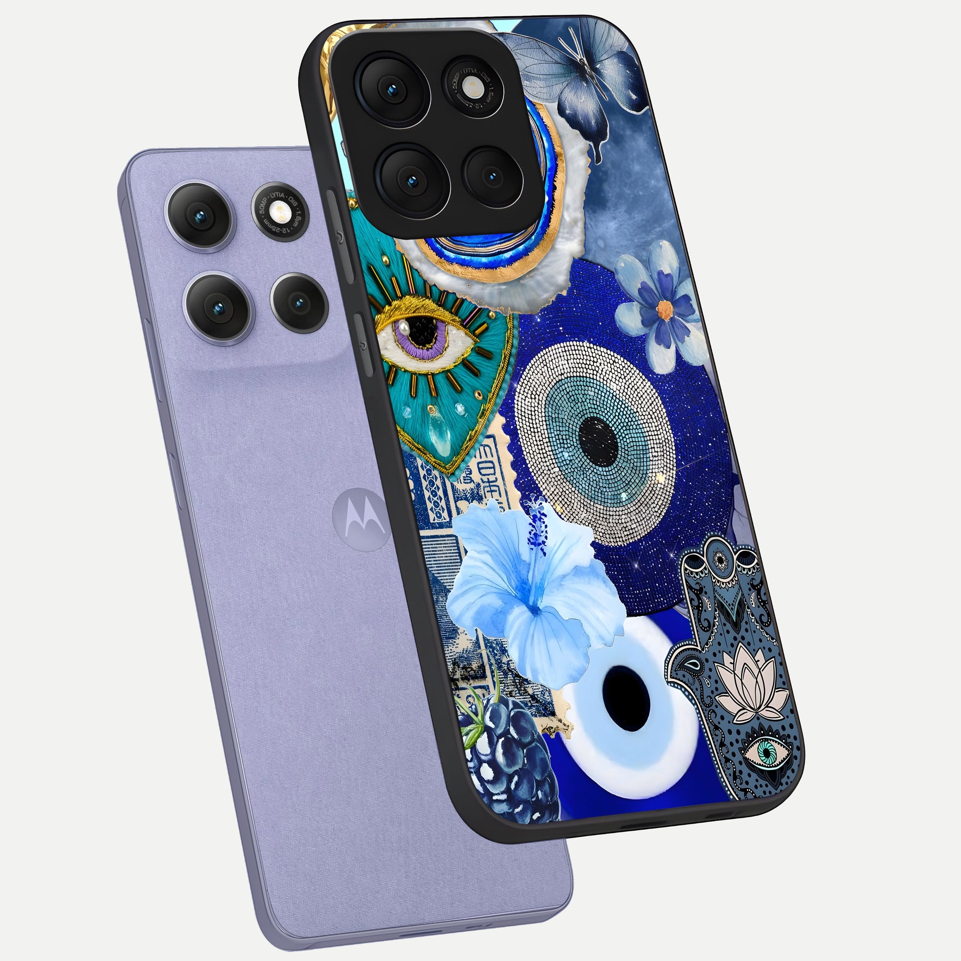  Celestial Blue Vision phone case For Moto G86 Power showing premium glass back cover with detailed artwork