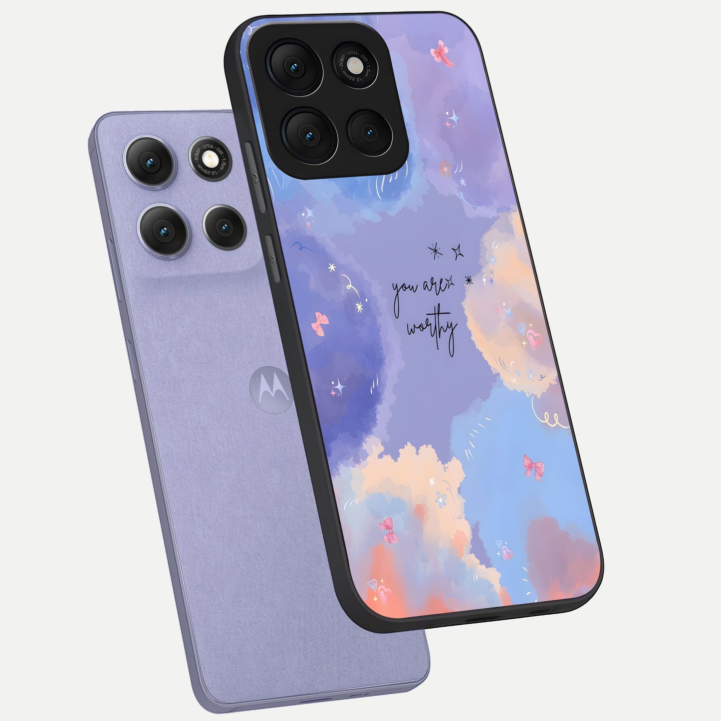  Celestial Cloud Magic phone case For Moto G86 Power showing premium glass back cover with detailed artwork