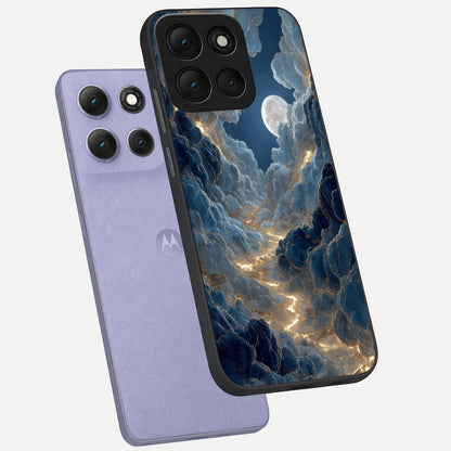  Celestial Cloud Road phone case For Moto G86 Power showing premium glass back cover with detailed artwork