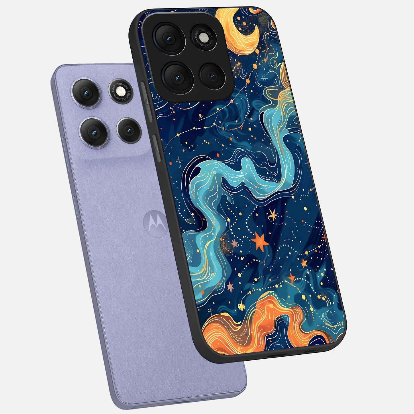  Celestial Dream Flow phone case For Moto G86 Power showing premium glass back cover with detailed artwork