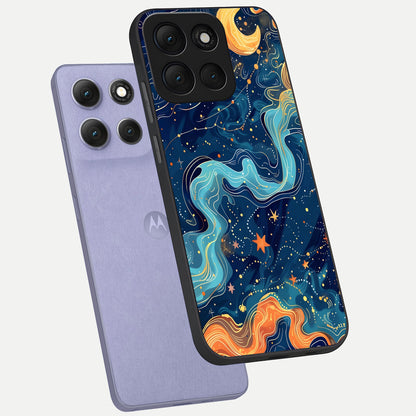  Celestial Dream Flow phone case For Moto G86 Power showing premium glass back cover with detailed artwork
