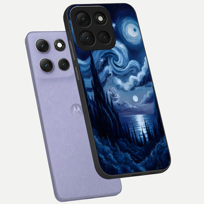 Celestial Dream Van Gogh phone case For Moto G86 Power showing premium glass back cover with detailed artwork