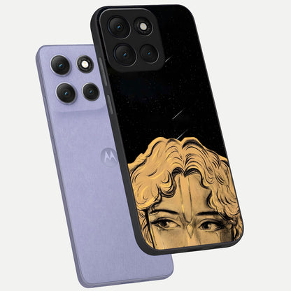  Celestial Gods Plan phone case For Moto G86 Power showing premium glass back cover with detailed artwork