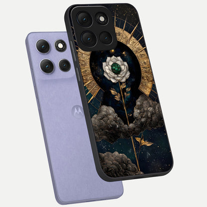  Celestial Lotus Morang phone case For Moto G86 Power showing premium glass back cover with detailed artwork