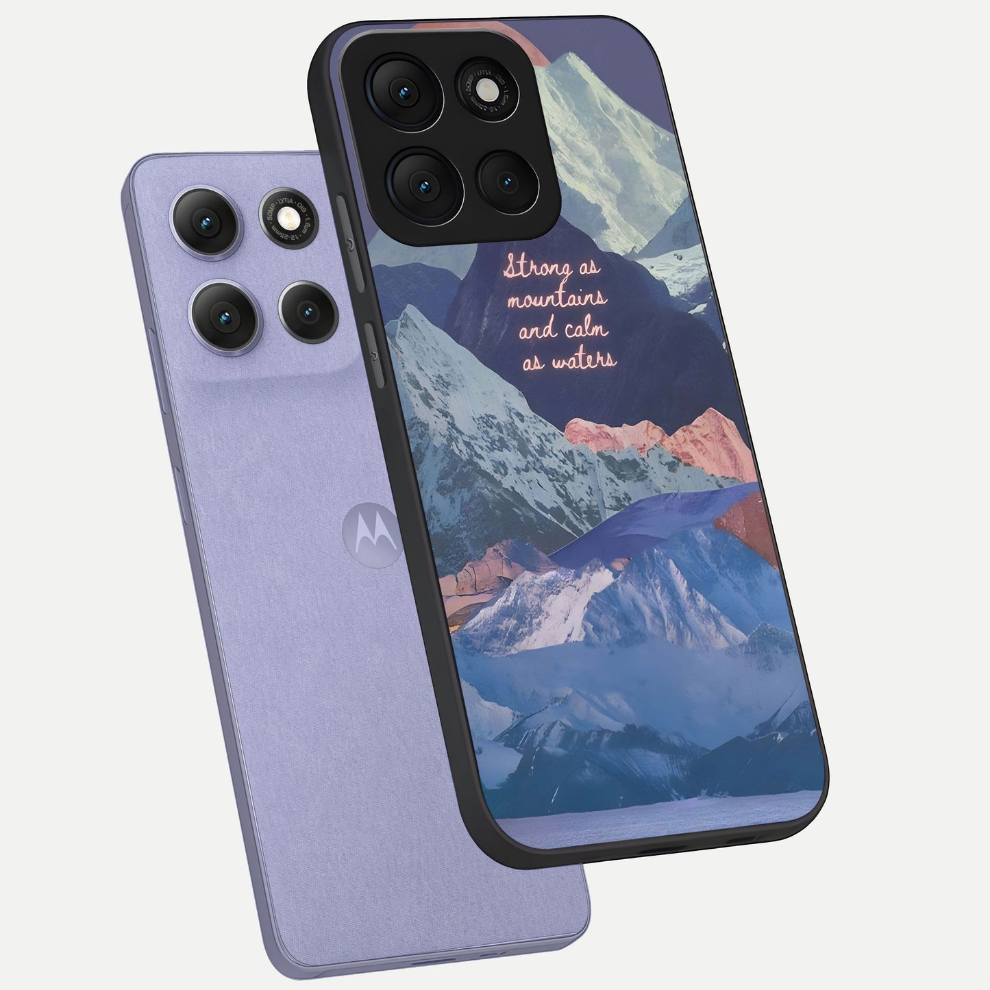  Celestial Mountain Calm phone case For Moto G86 Power showing premium glass back cover with detailed artwork