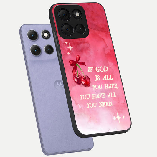  Cherry Quote phone case For Moto G86 Power showing premium glass back cover with detailed artwork