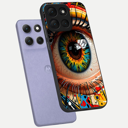  Colorful Eye phone case For Moto G86 Power showing premium glass back cover with detailed artwork